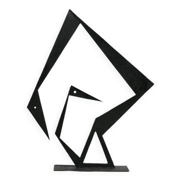 Sculpture en acier, noir, années 70.