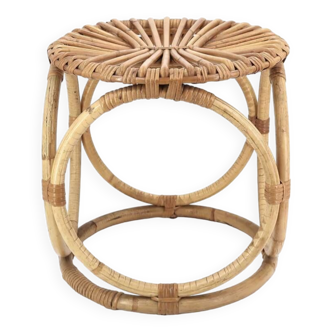 Rattan and bamboo stool, 1970s
