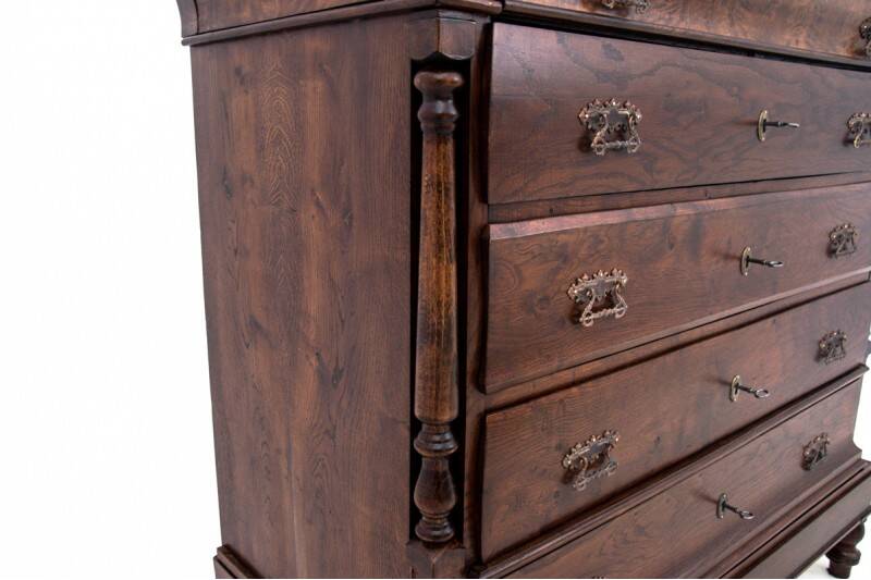Antique oak chest of drawers, Northern Europe, circa 1890. After renovation.