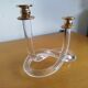 Dorothy Thorpe "Pretzel" candlestick in lucite and gilded brass 70s