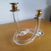 Dorothy Thorpe "Pretzel" candlestick in lucite and gilded brass 70s