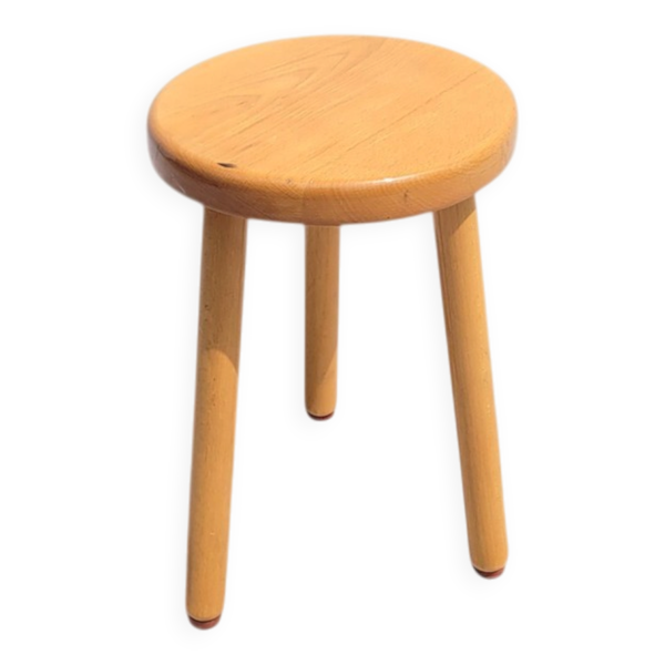 Tabouret tripode en hêtre vernis vintage — Beyit