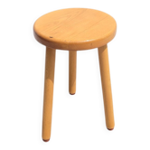 Vintage varnished beech tripod stool