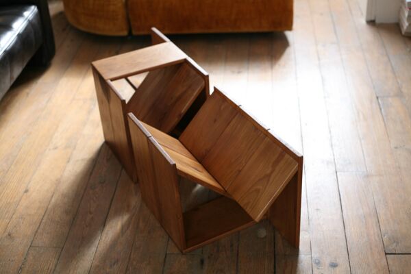 Paire de tabourets, tables d'appoint Maison Regain, France, années 70