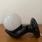 Vintage black ceramic hand wall lamp