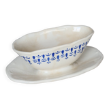 Vintage blue and white earthenware sauceboat – Boch La Louvière