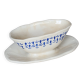 Saucière vintage faïence bleue & blanche – Boch La Louvière