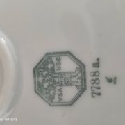 Salad bowl in white Swiss porcelain double gilded border "VSK USC Viribus Unitis"