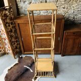 Vintage rattan and glass shelf