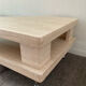 Table basse vintage en travertin et verre