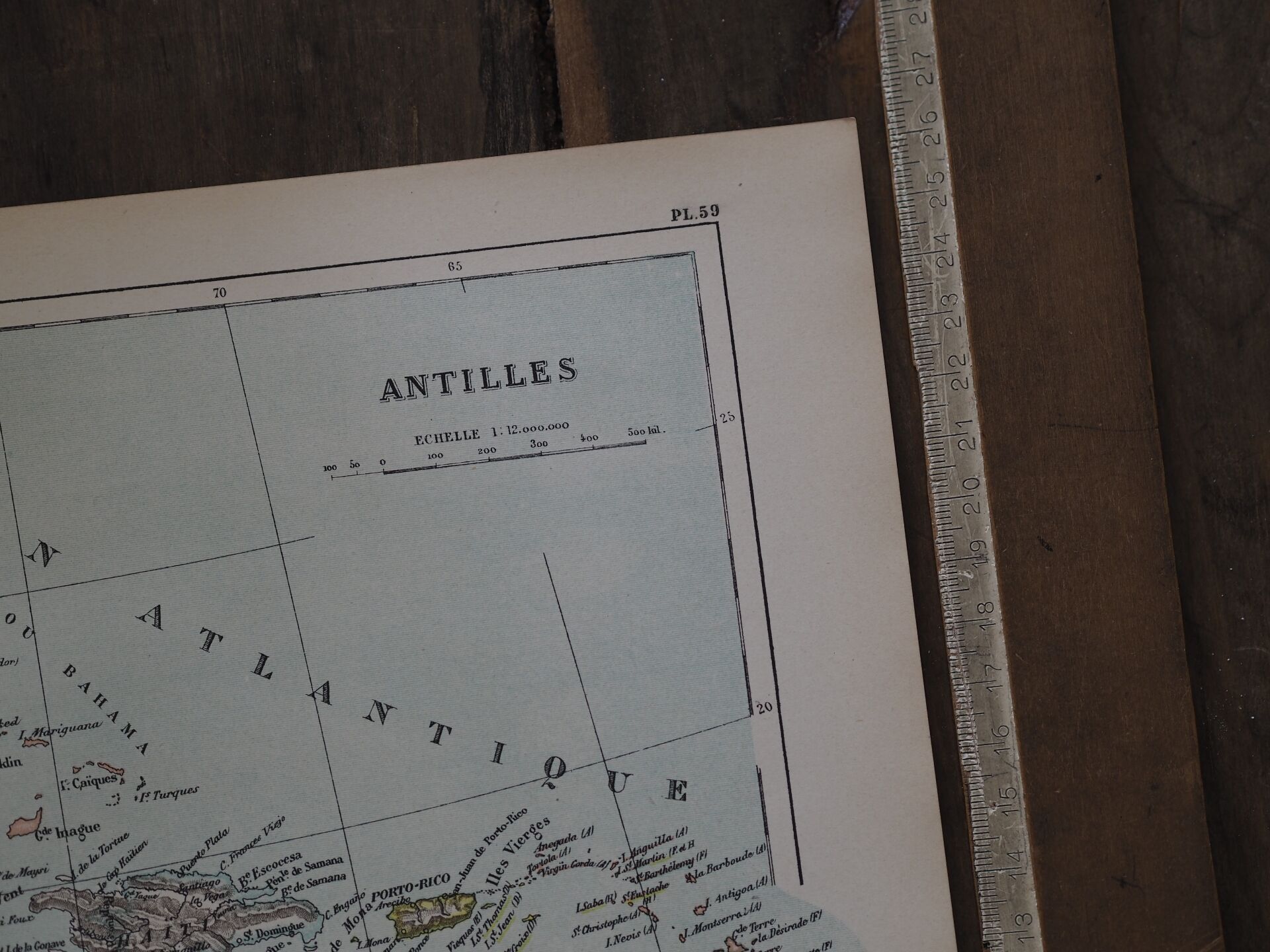 The Antilles, old map 1887 – Vintage geographical map.