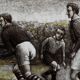 Art Deco Stained Glass Panel Depicting Early Football Scene, Belgium ca. 19