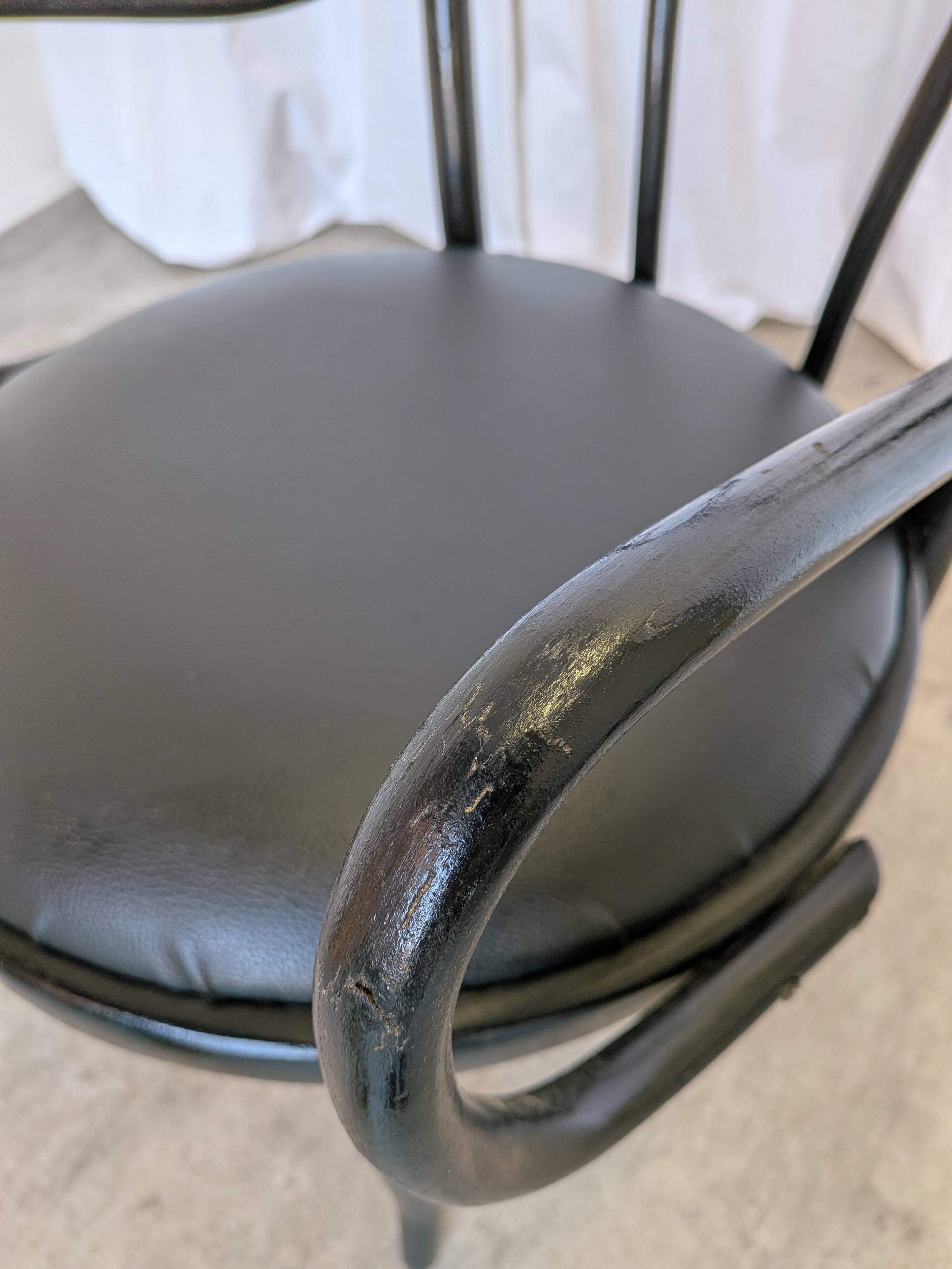 Vintage Thonet Style Dining Chair: Black Bentwood Cane Seat