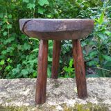 Raw wood tripod stool