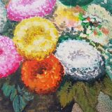 Oil on canvas "daisies pomponettes"