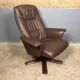 Vintage swivel armchair wood leather Hjort Knudsen