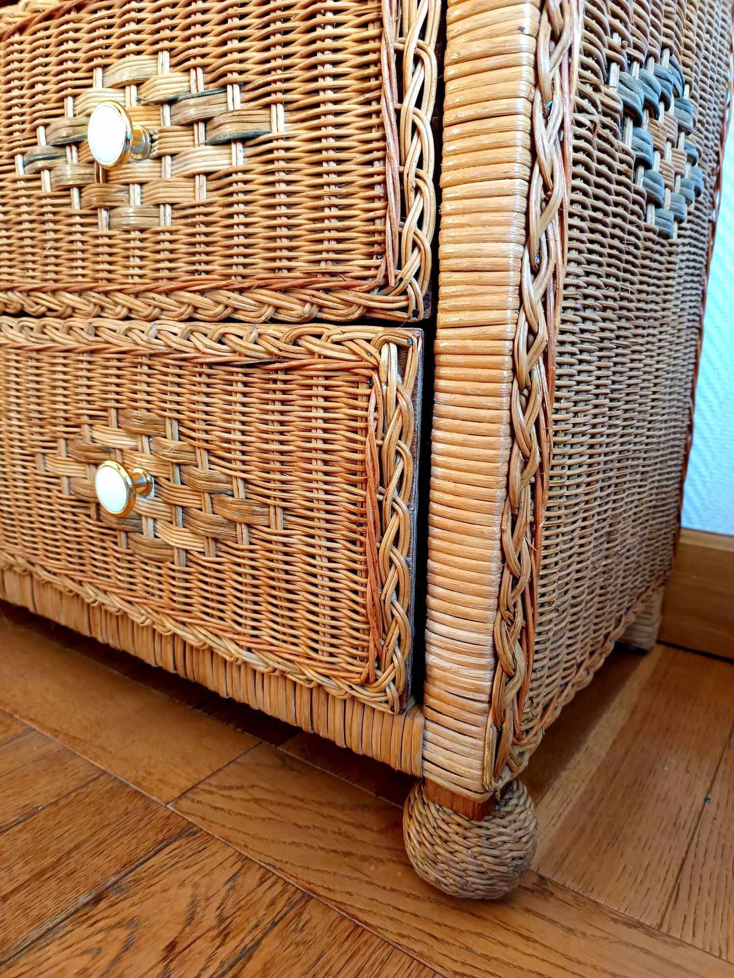 Commode en rotin vintage 1970