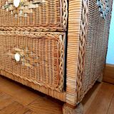Vintage rattan chest of drawers 1970