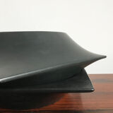 Franco Pozzi Italian black ceramic centerpiece vase 1960s