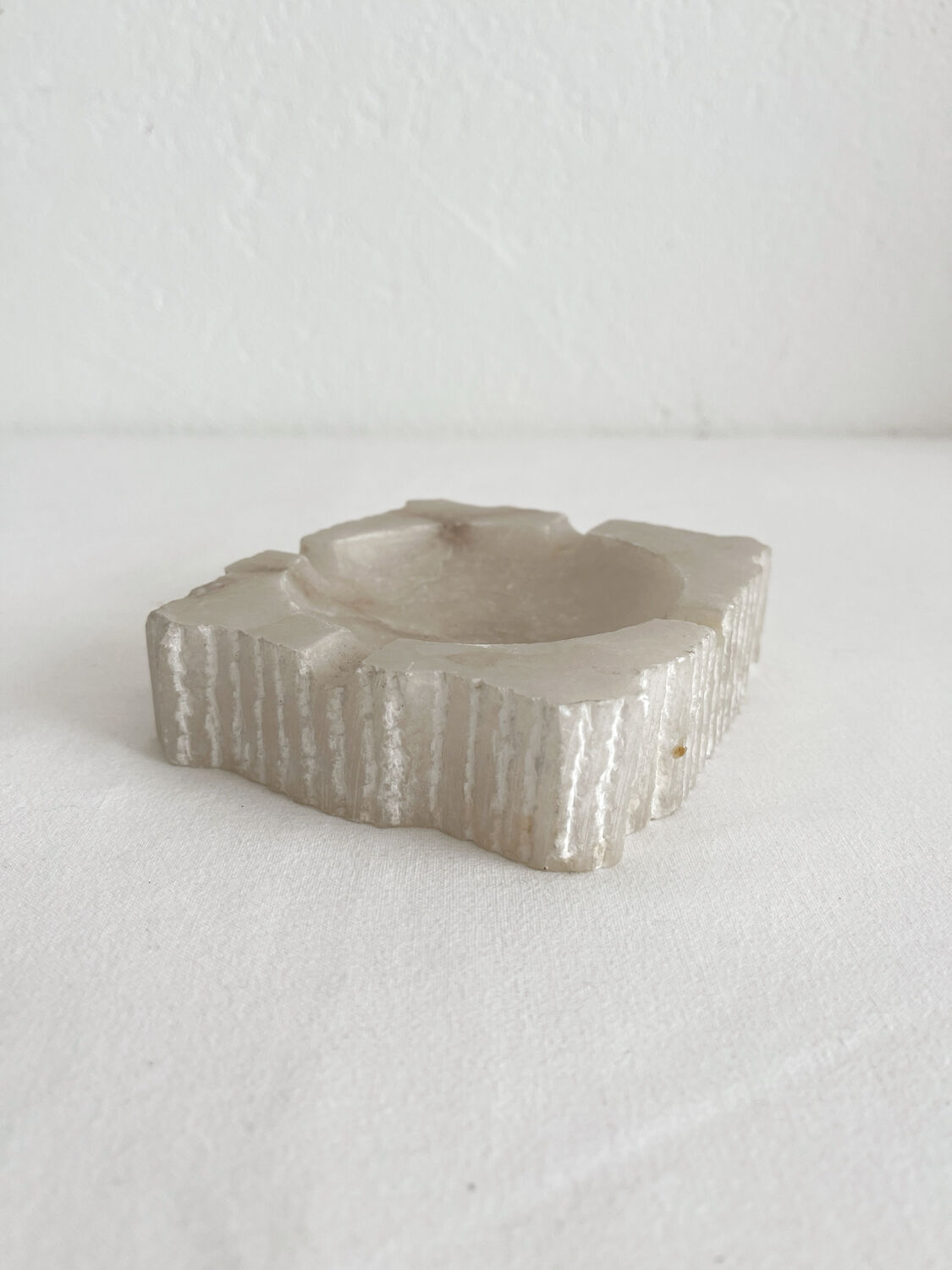 Vintage alabaster square ashtray