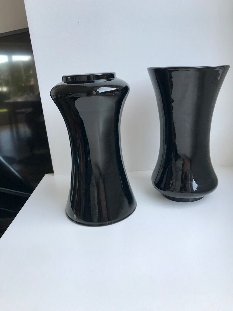 pair of black opaline vases early twentieth century