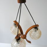 Vintage suspension lamp 1970 wood & glass