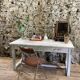 Farmhouse table 6 people white patinated in rectangular solid oak