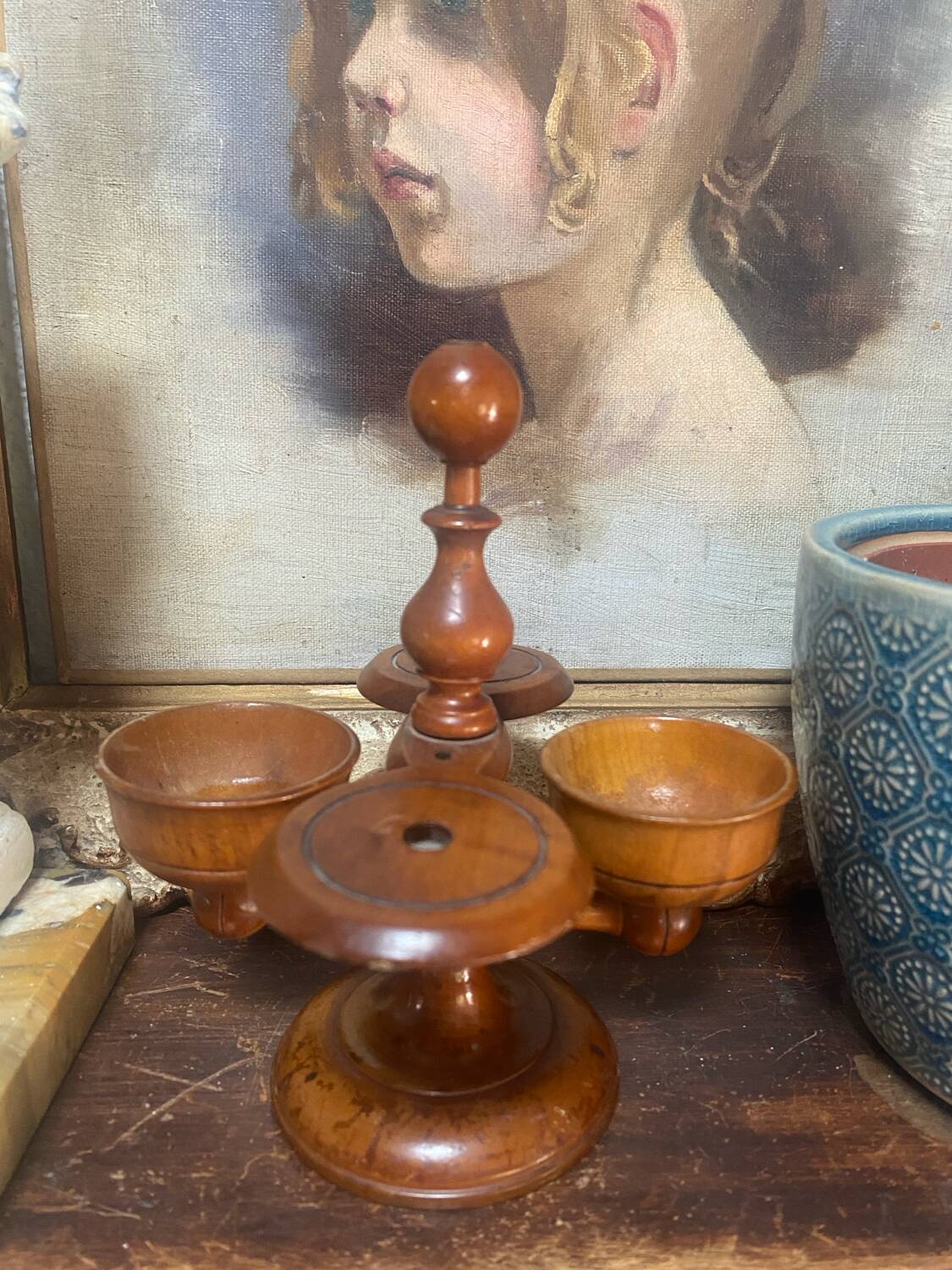 19th century boxwood salt cellar