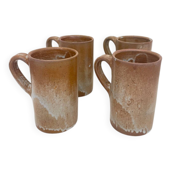 Ensemble de 4 mugs en grès – Design années 70