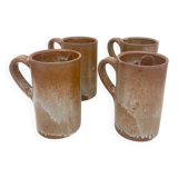 Set of 4 stoneware mugs – 1970s design
