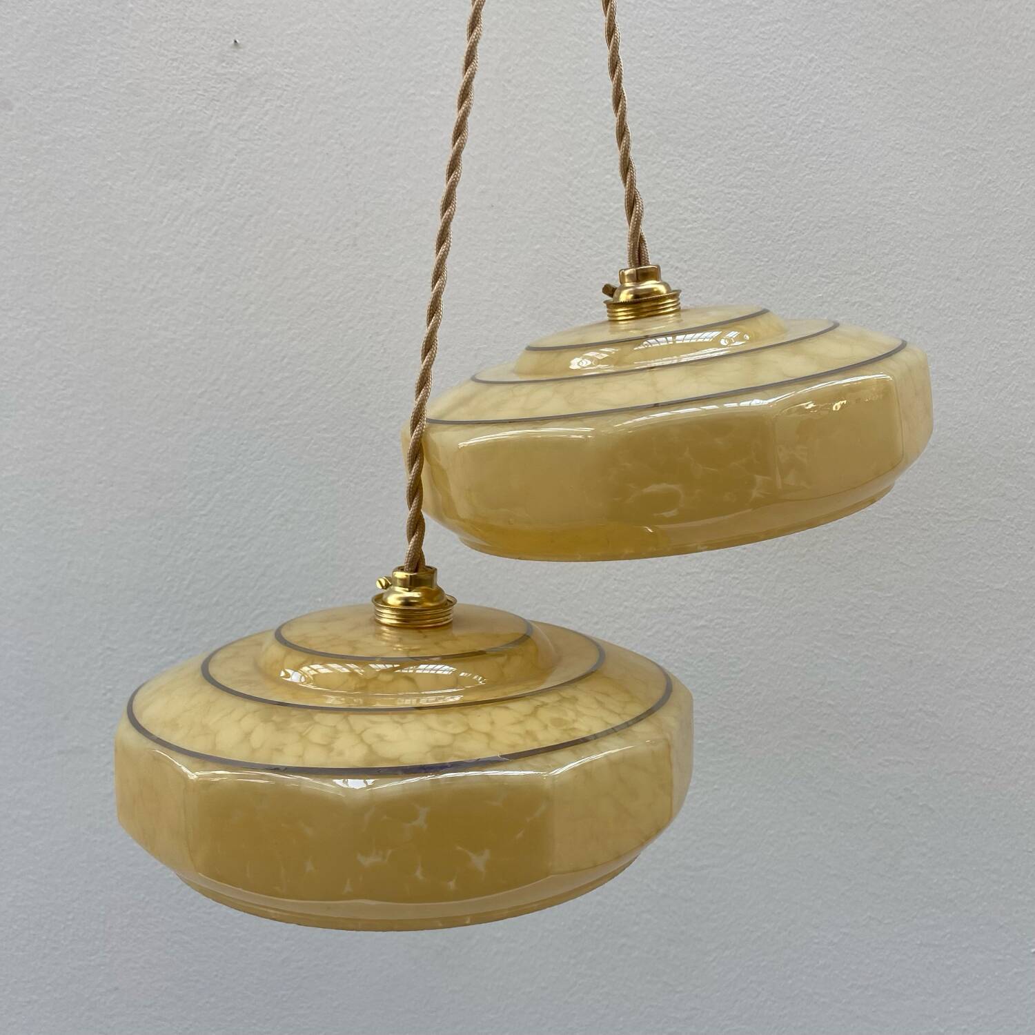 Pair of art deco pendant lights in Clichy glass