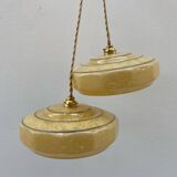 Pair of art deco pendant lights in Clichy glass