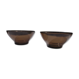2 amber glass bowls, Vereco, vintage