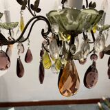 Bronze multicolored Crystal chandelier 1950’s