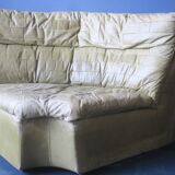 Fauteuil d'angle patchwork en cuir vert olive par Laauser, années 1970