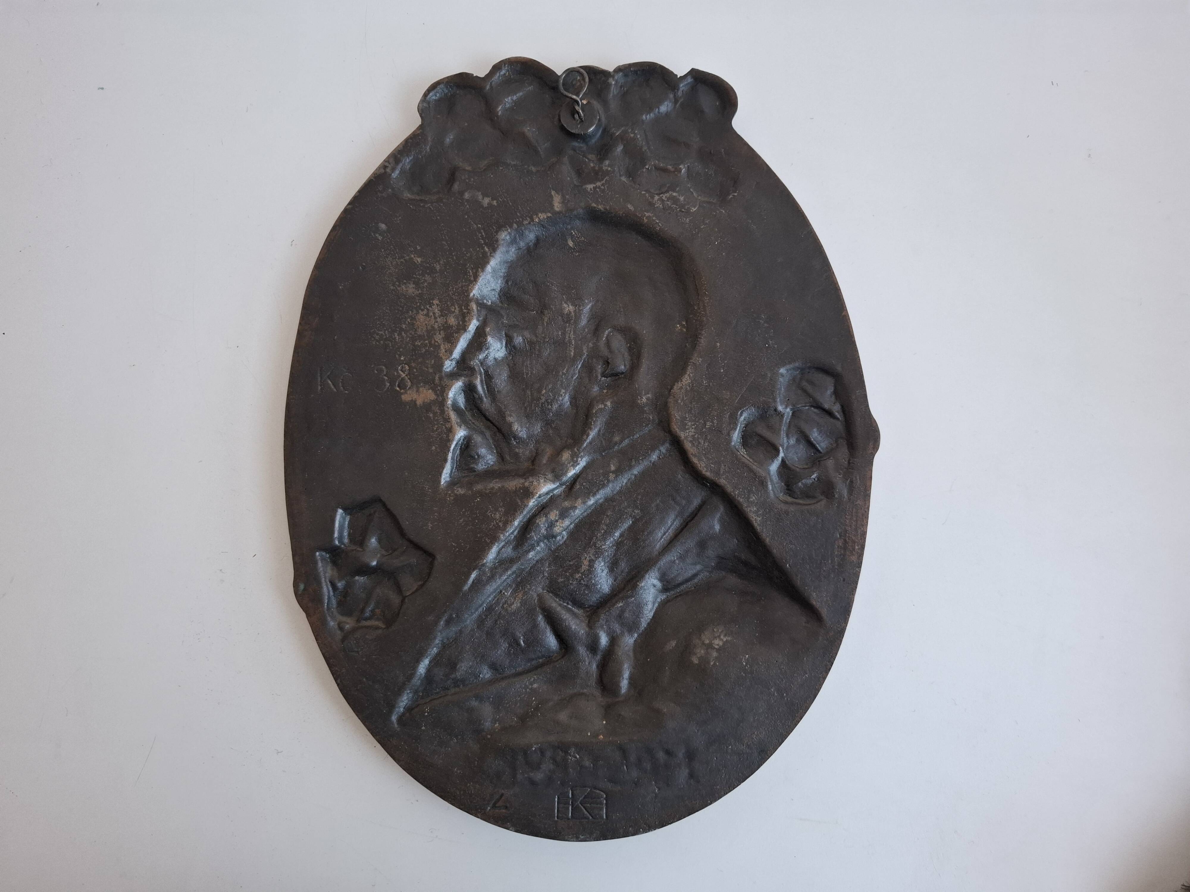 Plaque murale Art Déco T. G. Masaryk 1920, Tchécoslovaquie
