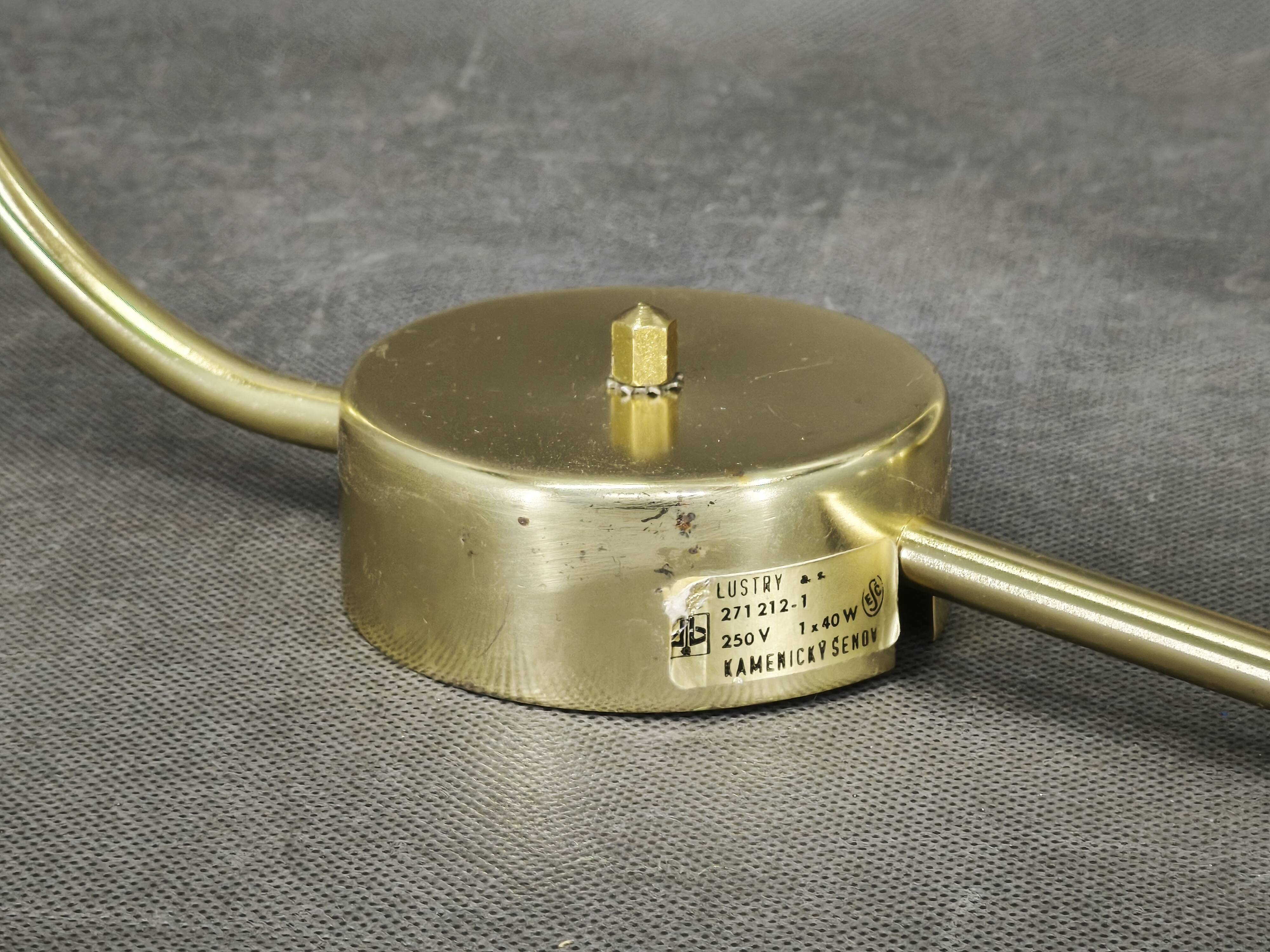 Pair of Brass Opaline Wall Lights by Kamenický Šenov, 1970s