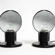 Pair of large 1980s Italian table lamps made of colorful multi-layer Murano