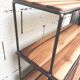 Wrought iron shelf, 3 walnut shelves
