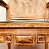 Fauteuil de bureau de style Louis XVI en hetre teinté XIX siècle