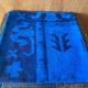 Vessel Motif Rug Cushion, Cobalt Navy Wool, Tribal Kilim Decor 20x20