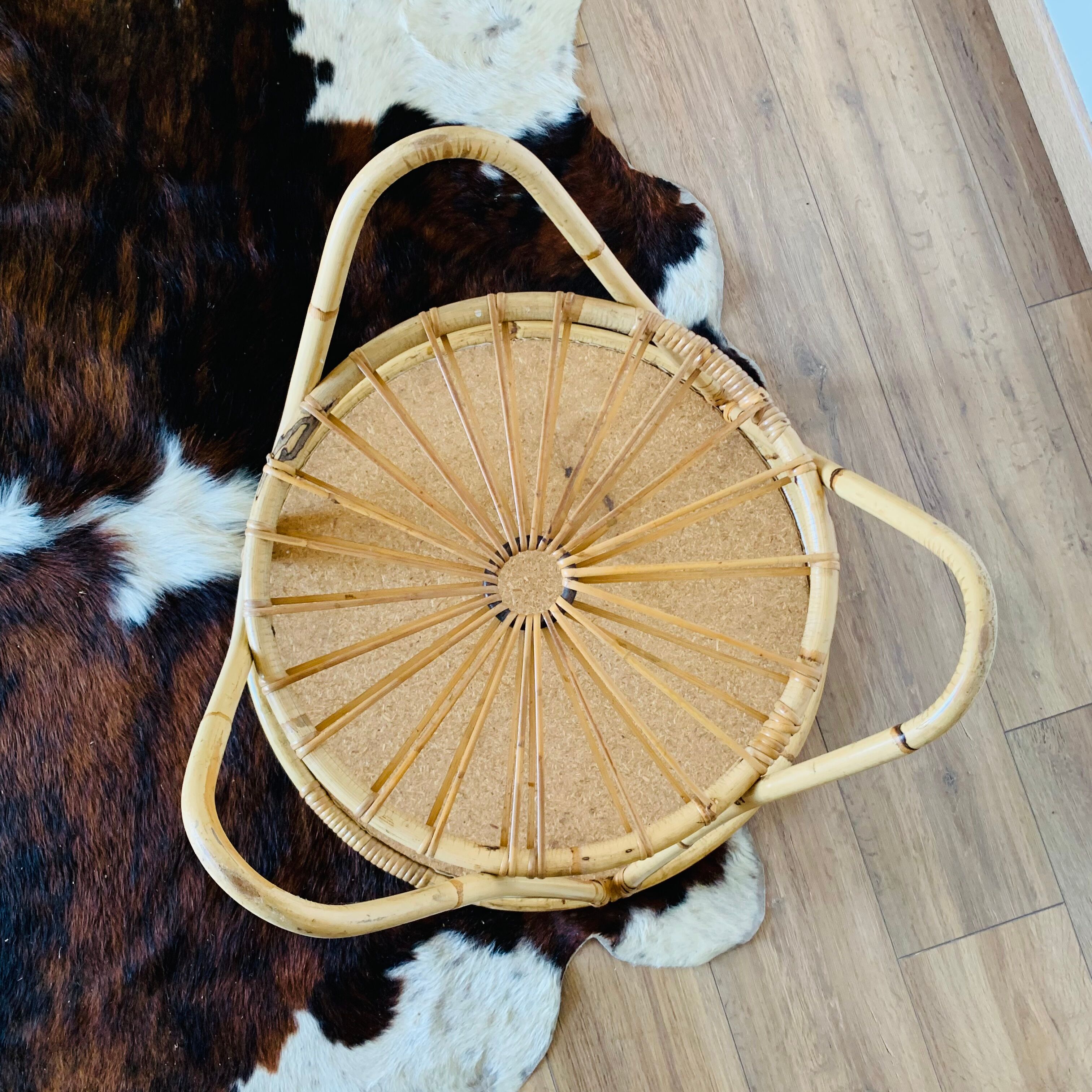 Rattan tripod coffee table