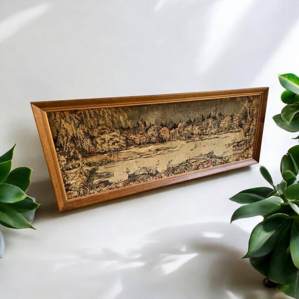 Vintage wall decoration / tapestry under frame