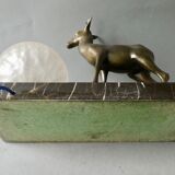 Art Deco lamp with a doe and its original glass globe