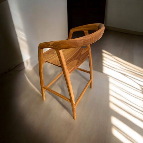 Tabouret / tabouret de bar en teck massif