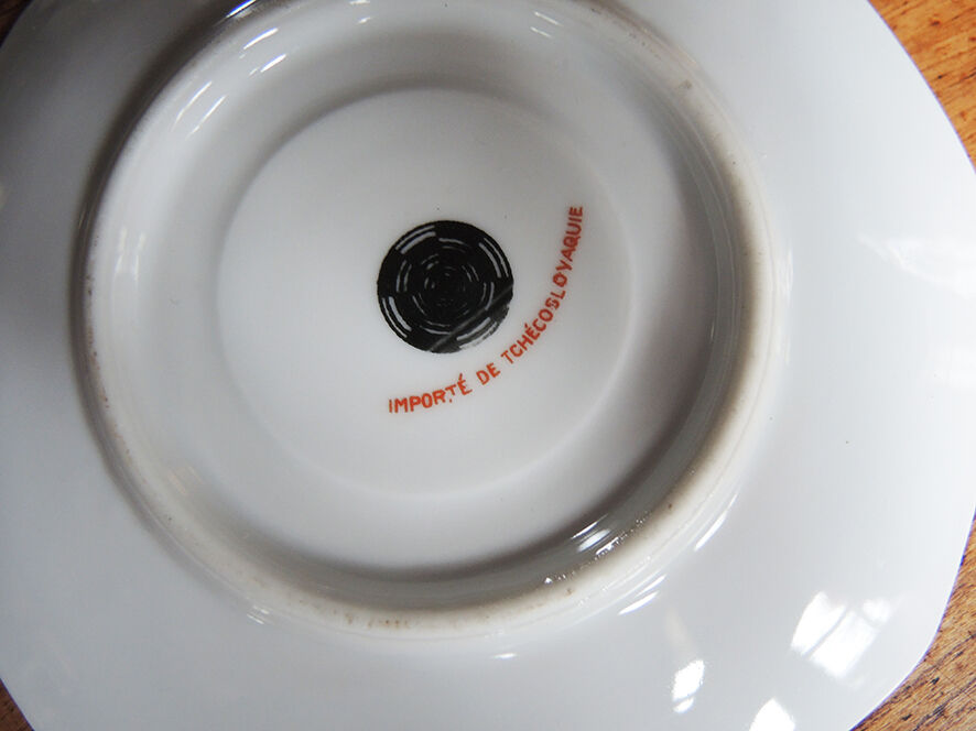 Ancient Cup And Saucer In Porcelain First Communion