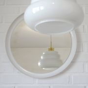 Vintage wall round white plastic mirror, Meblo 1970, retro
