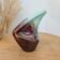 Asymmetrical stoneware vase with slanted opening - turquoise and brown
