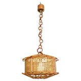 Handcrafted Bamboo and Rattan Pendant Lamp, Spanish Modernist, 1960s