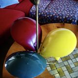 Vintage tri-color chandelier in lacquered steel and brass